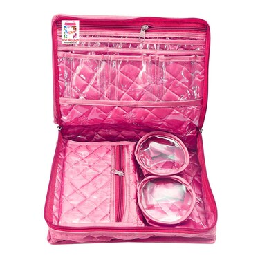 Satin Makeup Pouches Vanity Jewellery Traveling Organizer Storage Box Cosmetic Bag it along anywhere easily For Women Pink