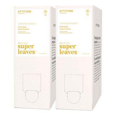 ATTITUDE Liquid Hand Soap, EWG Verified, Plant and Mineral-Based, Vegan Personal Care Products, Lemon Leaves, Bulk Refill Format, 135.26 Fl Oz