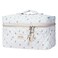 Cotton Makeup Bag Large Travel Cosmetic Bag, Coquette Aesthetic Floral Toiletry Bag, Quilted Makeup Organizer, Come with a Drawstring Pocket (White Floral)
