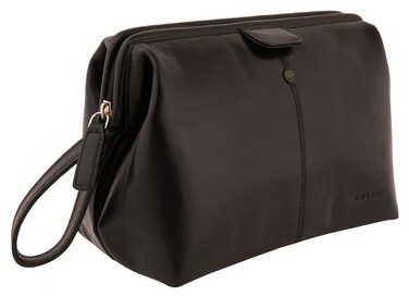 AULIV Toiletry Bag Hanging, Travel Organizer, Shower Dopp kit, for Men and Women in Full Grain Leather, from (Black)