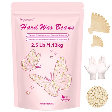 Wax Beads for Hair Removal, 2.5LB Sensitive Skin, Hard Wax Beads for Full Body Use, Painless Waxing Beads for Bikini, Eyebrow, Facial, Brazilian, Armpit, Legs, Arms, Back (Cream)