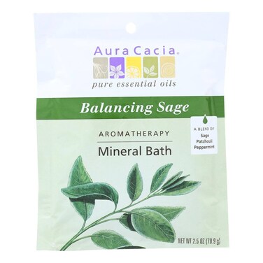 Aura Cacia Balancing Sage Aromatherapy Mineral Bath   2.5 oz. Packet