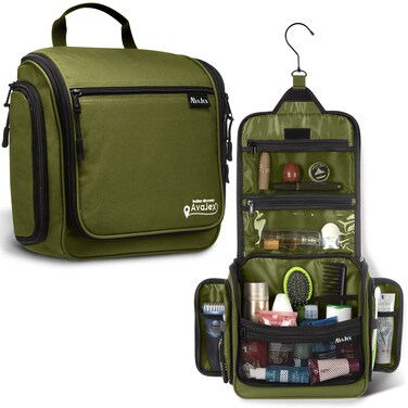 Travel Toiletry Bag for Men and Women - Large Hanging Toiletry Organizer - Waterproof Hygiene Bag with Metal XXL Swivel Hook, with YKK Zippers and 19 Compartments for Toiletries, Makeup, Cosmetics