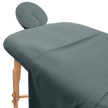 Massage Table Sheets Sets 3 Pcs 100% Cotton Flannel Massage Sheets Sets - Includes Fitted Sheets for Massage Table, Flat Sheet &amp; Face Cover - Soft &amp; Smooth Massage Bed Cover - Grey