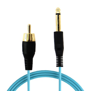 Tattoo Clip Cord Gold-Plated Cable, Professional Rubber Tattoo Clip Line Cable 6.35mm to RCA OD 2.2 Cords for Tattoo Pen/Rotary Tattoo Machine(Blue/1.8M)