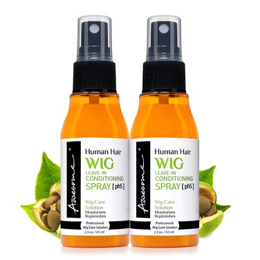 Awesome Human Hair Wig Leave in Conditioner Spray, pH5, Promoting Silkiness, Shine &amp; Freshness I Preventing Dryness, Travel size 2.3 fl oz (1 set of 2)