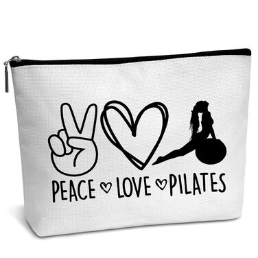AWSICE Pilates Cosmetic Bag, Peace Love Pilates Gifts for Pilates Lovers, Birthday Gifts for Women Sister Her Coach Girl Teens-B24