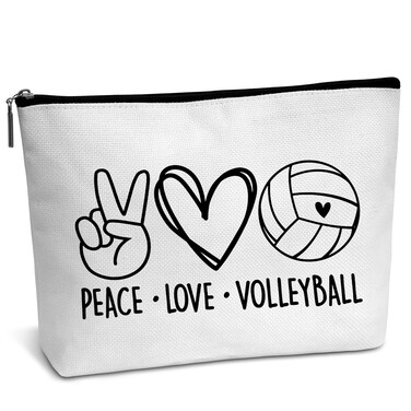 AWSICE Volleyball Cosmetic Bag, Peace Love Volleyball Gifts for Dentisit, Birthday Gifts for Women Sister Her Coach Girl Teens-B26