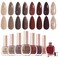 AZUREBEAUTY Vegan Nail Polish Set 8 Colors, Brown Shades Champagne Glitter Quick Dry Natural Nail Lacquer Strengthening Treatment Kit DIY Salon