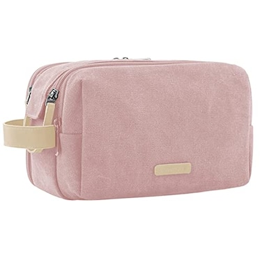 BAGSMART Toiletry Bag for Women, Cosmetic Makeup Bag Organizer, Travel Bag for Toiletries, Dopp Kit Water-resistant Shaving Bag for Accessories, Pink-Large