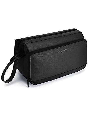 BAGSMART Toiletry Bag for Men, Wide Opening Travel Toiletry Bag for Men, Dopp Kit Water Resistant Shaving Hygiene Bag for Bathroom Shower, Travel Size Toiletries, Travel Essentials, Black