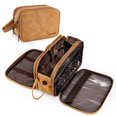 BAGSPRITE Large Toiletry Bag for Men, Women Travel Bag with Hanging Hook, Water-resistant Makeup Cosmetic Bag Shaving Kit Organizer, Bathroom Bag for Traveling