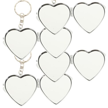 balacoo 20 Pcs Keychain Makeup Mirror Heart Shaped Keychain Portable Mirror Heart Shaped Mirror Small Key Fob Metal Folding Mirror Keyring Keychain Aluminum Mirror Travel Bulk Cosmetic, 5x4.5cm