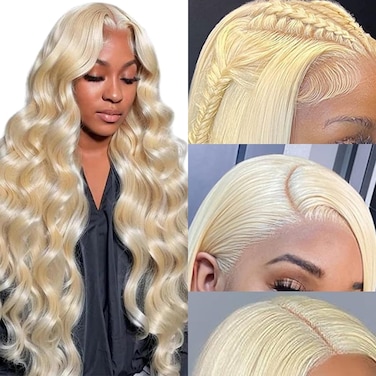 613 Lace Front Wig Human Hair 13x4 Blonde Lace Front Wigs 20Inch 210% Density 613 HD Lace Frontal Wig for Women 12A Brazilian Straight Human Hair Wig Glueless Wigs Pre Plucked with Baby Hair