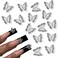 Butterfly Nail Charms 3D Alloy, 20 Pcs Metal Silver Butterfly Charms for Nails Gems Nail Rhinestones Shiny Crystal Nails Art Decorations Supplies for Nails DIY Manicure Women