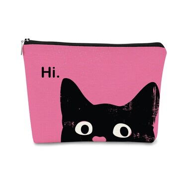 Hot Pink Cat Makeup Bag, Cat Gifts, Cosmetic Bag, Travel Organizer for Women, Youth, Everyday Use