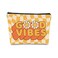 Good Vibes Checkered Groovy Preppy Hippie Yellow White Daisy Inspirational Cosmetic Bag Makeup Bag, Best Gift for Teen Girls Sister Girlfriend,Daughter Gift from Mom,Birthday Valentine's Day Gift