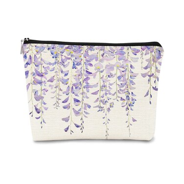 Watercolor Lavender Flowers Makeup Bag,Spring Summer Flower Cosmetic Bag Best Gift Idea for Teen Girls Women,Birthday Christmas Gifts for Girls Women Daughter Sister