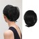 BARSDAR Black Hair Bun Ponytail Extensions - Synthetic Straight Hair Bun Hairpieces for Women, Fully Short Ponytail Bun Extensions Elastic Hair Bun Scrunchies Hairpieces Daily - Jet Black