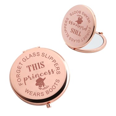 BAUNA Cowgirl Makeup Mirror Western Themed Pocket Mirror Forget Glass Slippers This Princess Wears Boots (Cowgirl Makeup Mirror)