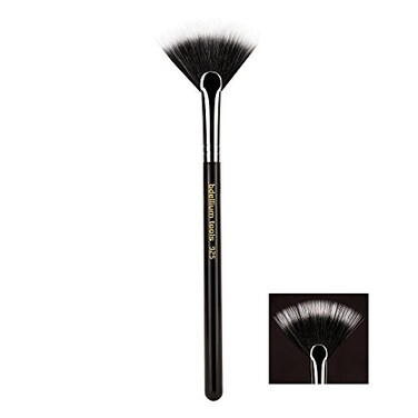 Bdellium Tools Professional Makeup Brush - Maestro Series 925 Duet Fiber Fan - With Soft Synthetic Fibers, For Lightweight Application and Brush Off Excess (Black, 1pc)