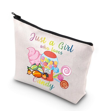 BDPWSS Candy Love Gift Just A Girl Who Loves Candy Makeup Bag Candy Themed Gift Lollipop Lover Gift Sweets Lover Gift (Just Loves Candy)