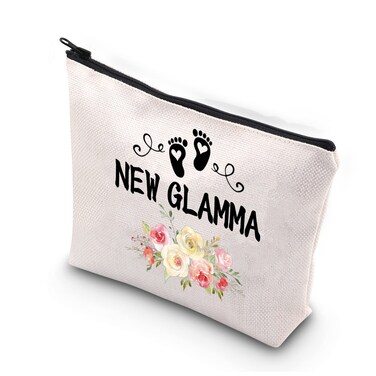 BDPWSS Grandma To Be Gifts First Time Grandma Makeup Bag New Grandma Gift Grandmother Birthday Gift Baby Announcement Gift For New Grandma Future Grandma Cosmetic Bag (New Glamma)