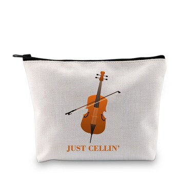BDPWSS Cello Gift Cello Player Gift Cello Music Teacher Gifts Just Cellin&rsquo; Funny Cello Makeup Bag Cellist Musician Gift (Just cellin bag)