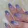 Blue Ombre Press on Nails Medium Coffin Fake Nails Acrylic Glue on Nails with Gradient Glitter Bling Cat Eye False Nails Press ons with Glue Stick on Nails for Women and Girls 24 Pcs