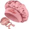 Bonnet for Women, bonnet with tie women girls night bonnnts,sleeping bonnets,bonnets for natural curly,bonnets for braids,adjustable bonnets with tie (pink)