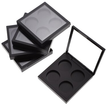 Metal Tray 5 Pcs Empty Magnetic Makeup Containers Eyeshadow Plates with 4Grids Cosmetics Storage Organizer for Eyeshadow Lipstick Blush Powder Pigment Makeup Pallet