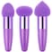 Beaupretty 3PCS Makeup Sponge with Handle Wedge Mushroom Powder Puff Foundation Blending Sponge for Face Purple