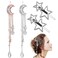Beaupretty 4Pcs Moon Star hair clips Rhinestone Barrettes with Beads Tassel Hair charms Jewelry for Women Girl Silver Golden
