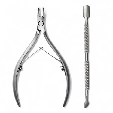 Cuticle Nipper with Cuticle Pusher. Cuticle Remover Nippers Professional Stainless Steel Cutter Clippers, Pedicure Manicure Tools for Fingernails Toenails - Gift (Matte Grey)