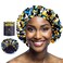 Luxury Reusable Waterproof Shower Cap for Women - Satin Lined, Adjustable - Keeps Hair Dry, Durable Hair Bonnet by BEAUXSOI (African Majesty)