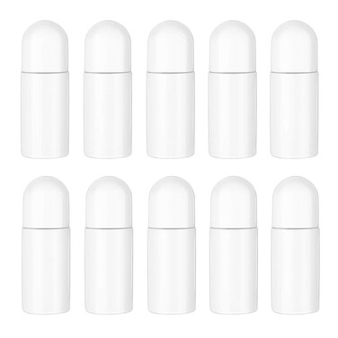 Beavorty 10Pcs Plastic Roller Bottles Empty Refillable Roll On Bottles Leak- Proof DIY Containers with Plastic Ball for Essential Oils Perfumes Balms (White)