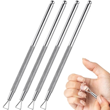 Beavorty 8 Pcs Cuticle Remover Tool Nail Gel Cuticle Pusher Cuticle Pusher Remover Nail Peeler Scraper Nail Pusher Tool Triangle Nail Polish Remover Cuticle Tools Mounter Stainless Steel