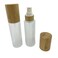 Empty Cosmetic Bottles 2oz/60ml 2 PACK with Bamboo Cap,Frosted Glass Spray Bottle with Fine Mist Dispenser for Liquid Perfume Toiletries Containers,Toner Bottles(Frost Clear)