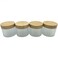 Empty Refillable Frosted Glass Cosmetic Cream Jar 4 Pack 6.7 OZ/200g with Bamboo Lids,Skin Care Travel Containers Pot for Clay Masks,Butter,Body Scrub,Lip Balm, Ointments, Lotion Frost