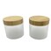 Empty Bamboo Lid Jar 16oz/500g 2 PACK,Refilable Plastic Round Cosmetic Containers for Powder,Body Butter,Cream,Lotion,Wide Mouth Makeup Sample Storage Pot Dispenser(Frost)