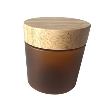 Empty Bamboo Lid Jar 8oz/250g,Refilable Plastic Round Cosmetic Containers for Powder,Body Butter,Cream,Lotion,Wide Mouth Makeup Sample Storage Pot Dispenser Brown