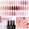 Beetles Jelly Gel Nail Polish Set, 20 Colors Nude Pink Glitter Milky White Brown Neutral with Bowknot Pearl Accessories &amp; Base and Top Gel Matte Top Gel Classic Nude Collection Gifts for Women
