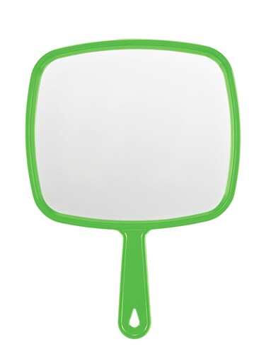 Extra Large Handheld Mirror，Hand Salon Mirror with Handle for Barbers, Hairdressing (Green，12.4" Lx 9" W)