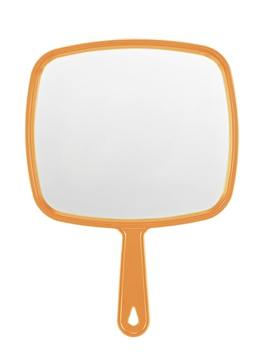 Extra Large Handheld Mirror，Hand Salon Mirror with Handle for Barbers, Hairdressing (Orange，12.4" Lx 9" W)