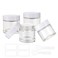 4 Pack 2 oz Glass Jars with Lids，60ml Empty Round Clear Glass Jars with Inner Liners and White Lids,Cosmetic Containers for Storing Cream, Ointments,Lotion (Clear - White Lid)