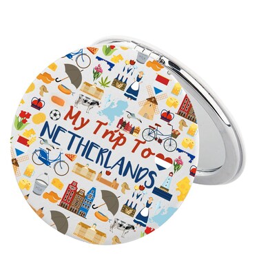 BEKECH Netherlands Travel Gift My Trip to Netherlands Travel Makeup Mirror Netherlands Travel Pocket Mirror Netherlands Souvenirs