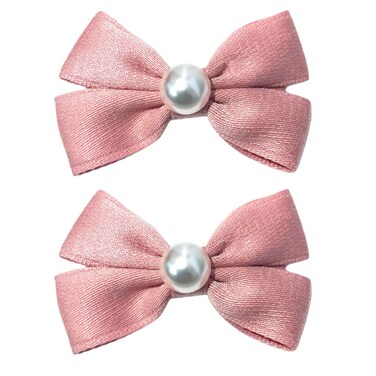 Pearl Hair Bows Clip for Girls, Beleki 2PCS Grosgrain Ribbon Hair Bows Boutique Hair Clips Full Lined Alligator Clips Pink Hair Accessories for Girls Teens Toddlers Kids
