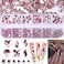 BELICEY Pink Nail Rhinestones 810PCS Pink Crystal Rhinestones for Nail Art Decoration Hearts Butterfly Charm Diamond Gems DIY Crafts