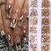 BELICEY Nail Rhinestones Kit - 800PCS Multi-Shape Gold Rhinestones for Nail Art Decoration Hearts, Butterfly, Charm, Diamond Gems Stones DIY Crafts
