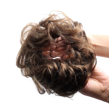 Bella Hair Messy Bun Hair Piece Real Human Hair Scrunchies for Women Instant Curly Up-do Hair Extension (#2 Dark Brown)